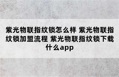 紫光物联指纹锁怎么样 紫光物联指纹锁加盟流程 紫光物联指纹锁下载什么app